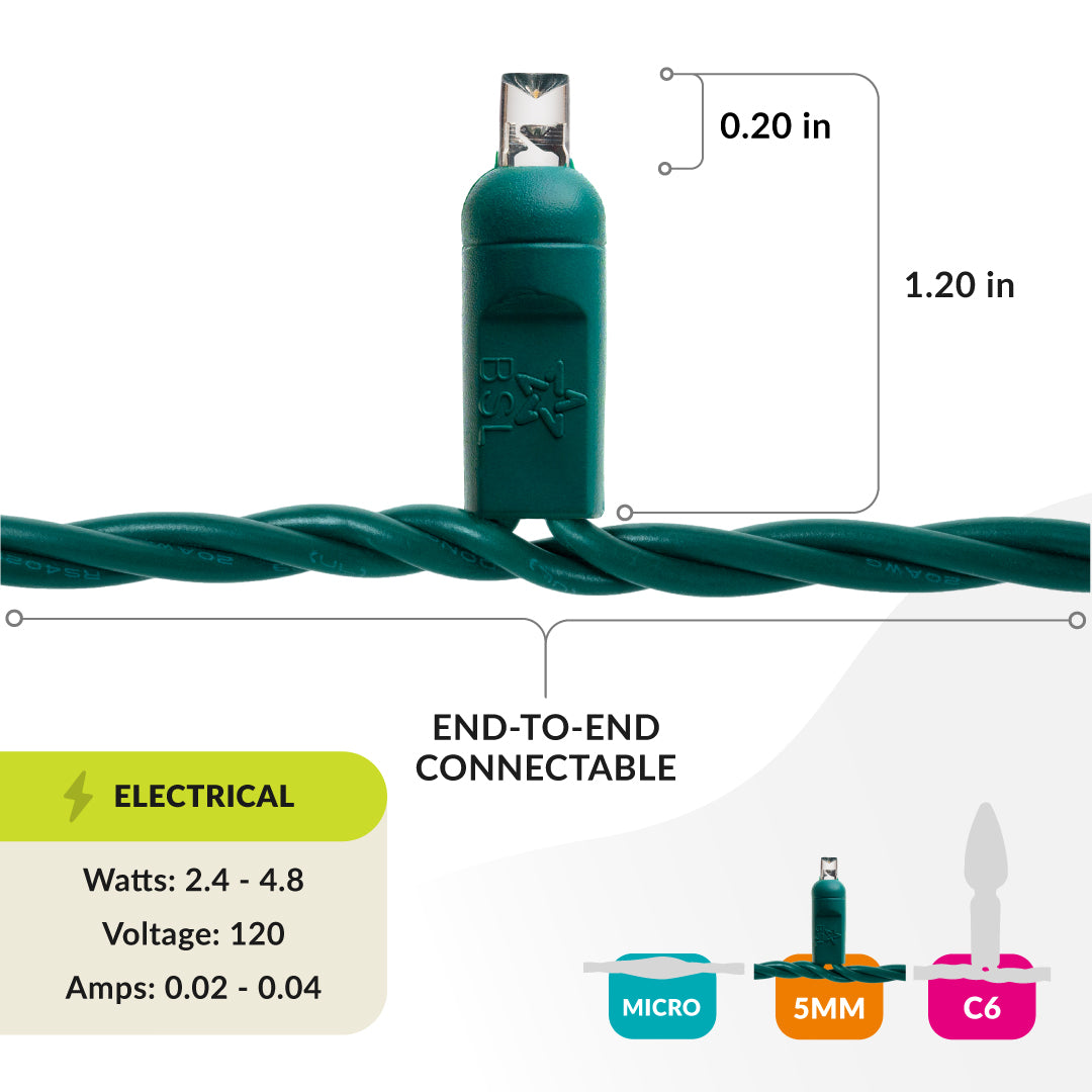 Steady Mini Lights - Green Wire - Standard Plug (Case of 12) Pre-order