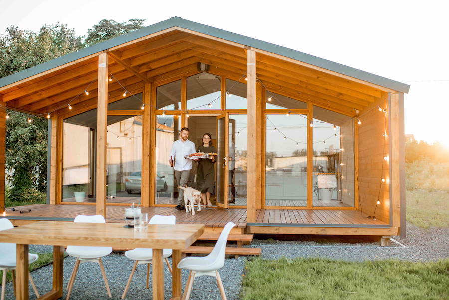 Family in Cabin in Warm White G30 Bulbs 