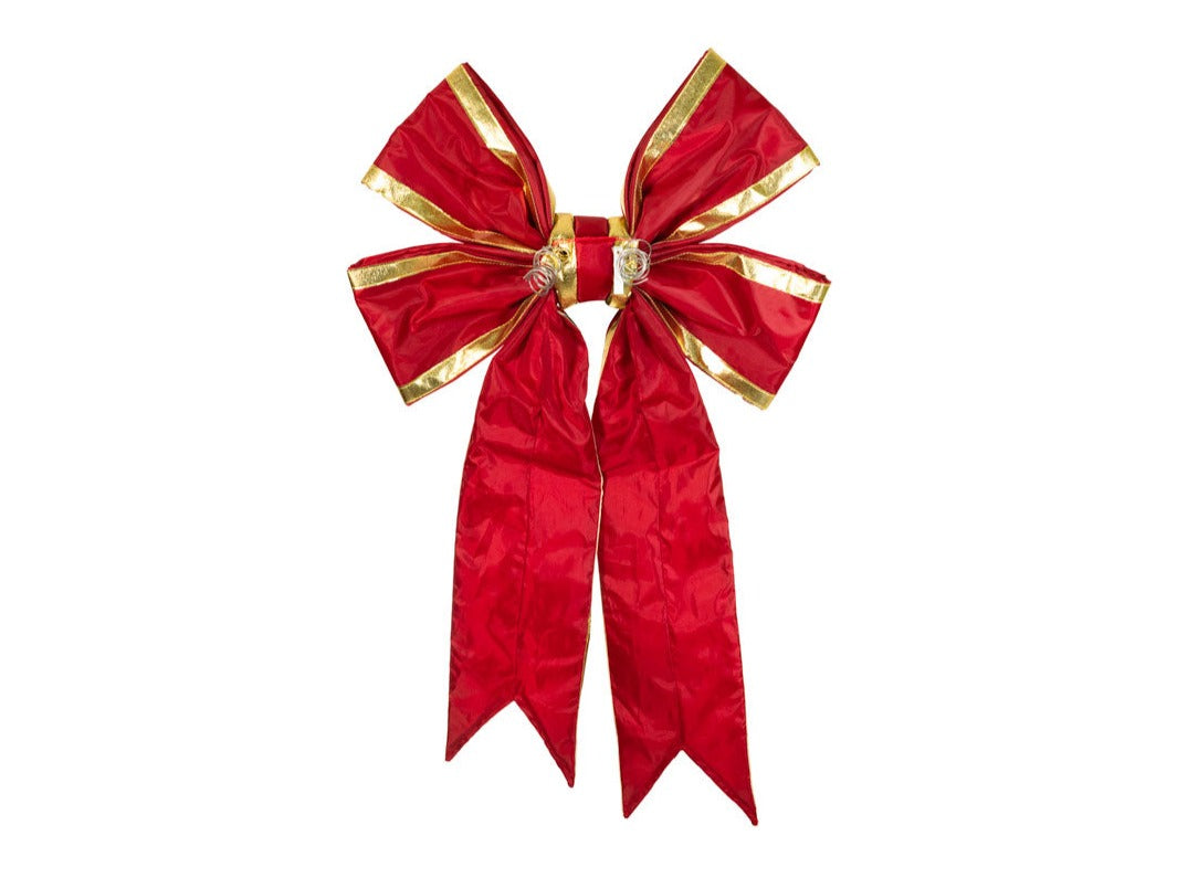 Nylon Red Bow with Gold Trim